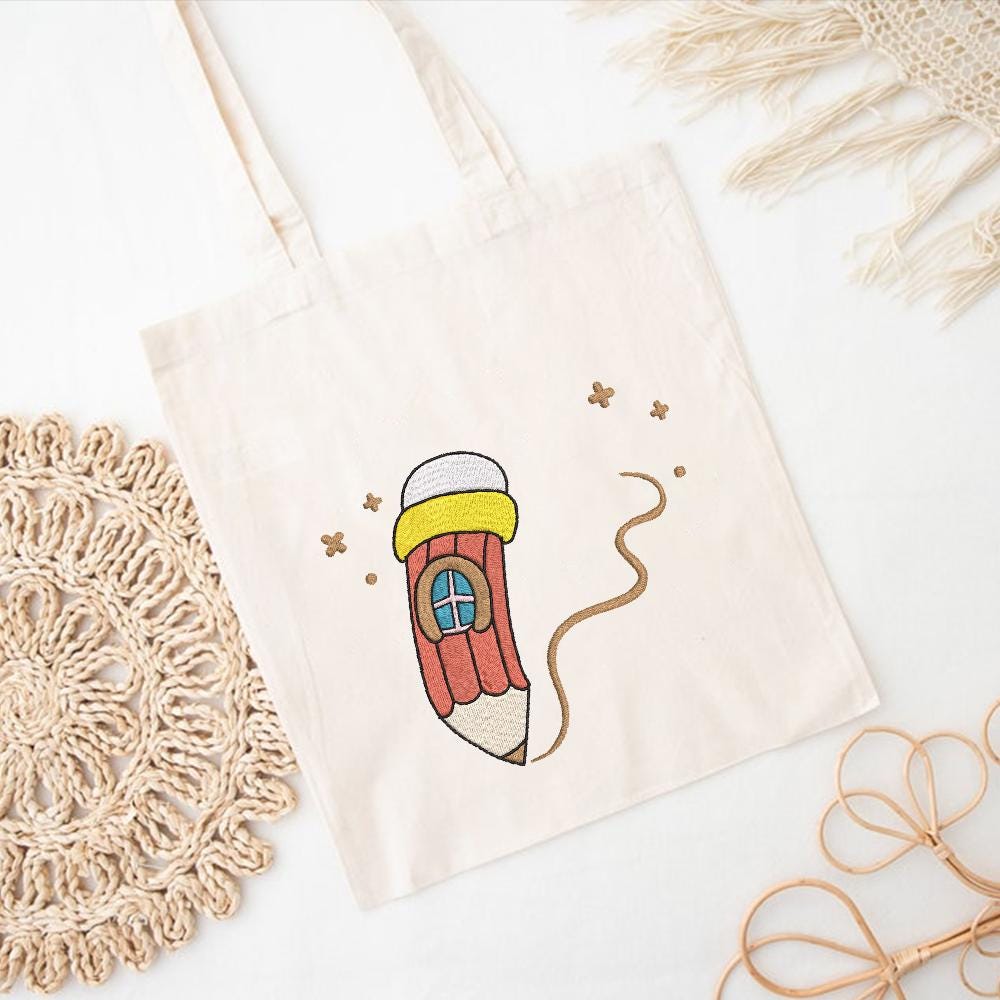 Pencil House Embroidery Pattern Download