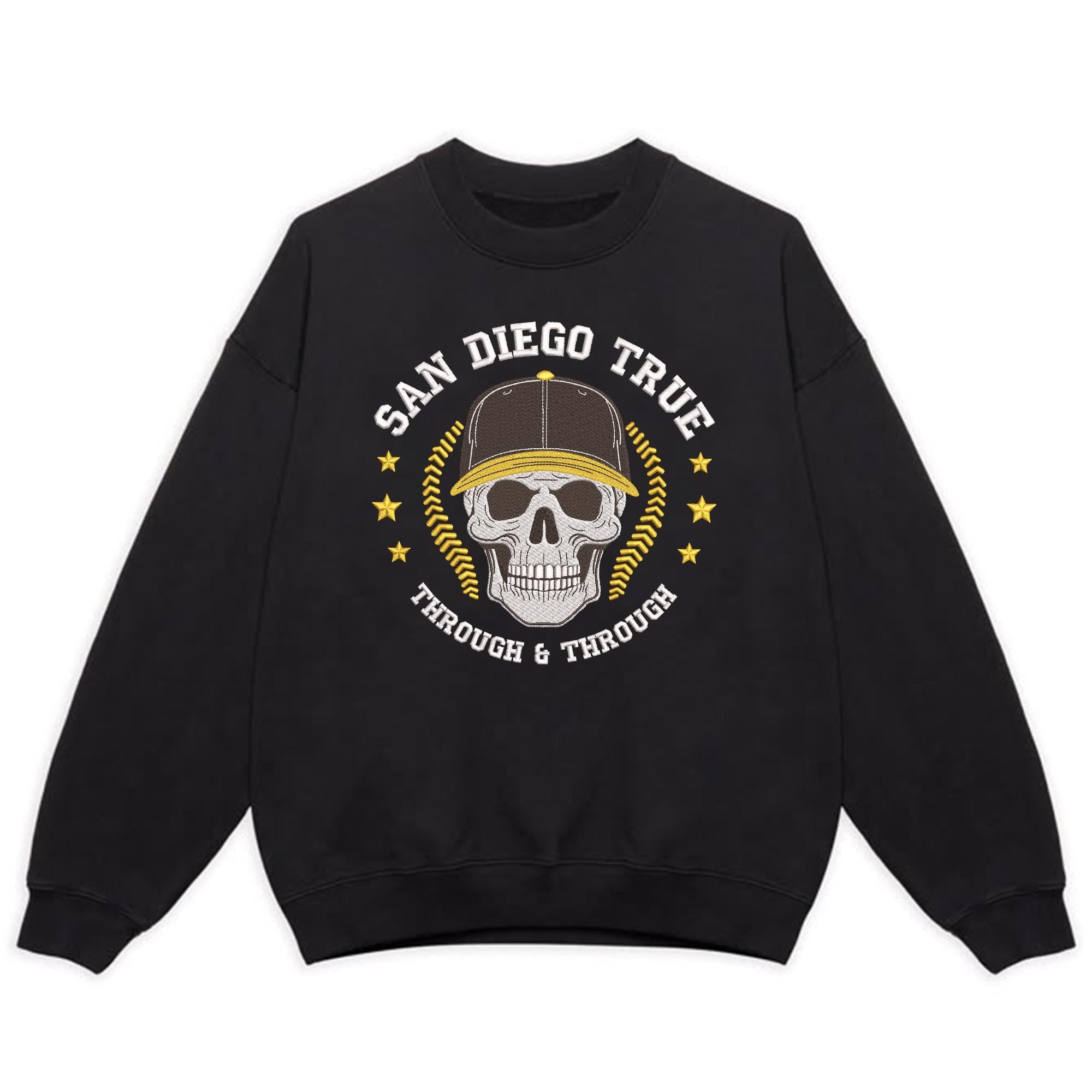 San Diego Baseball Skull Embroidery Design
