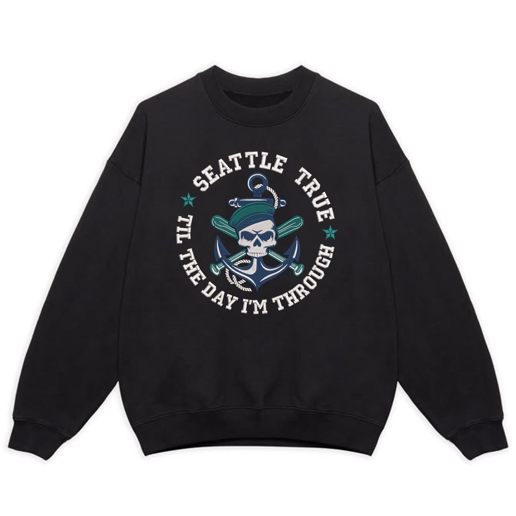 Seattle Baseball Skull Embroidery Design Pattern