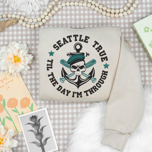 Seattle Baseball Skull Embroidery Design Pattern