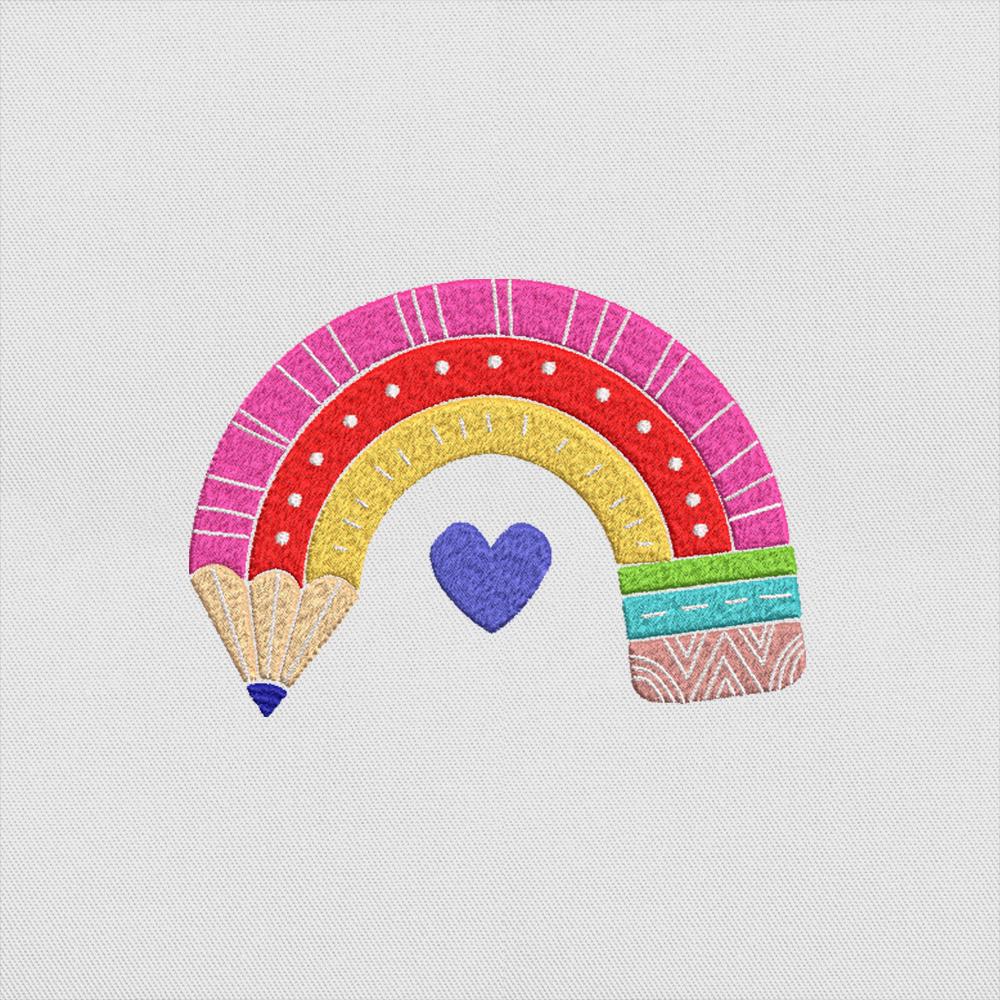 Rainbow Pencil Embroidery Design Instant Download