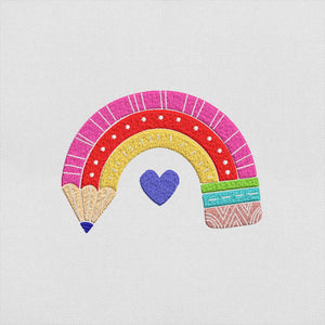Rainbow Pencil Embroidery Design Instant Download