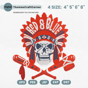 Atlanta Baseball Embroidery Design Skull Sports Machine