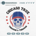 Chicago Baseball Embroidery Design Skull Sports Machine