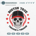 Boston Baseball Embroidery Design Skull Sports Machine