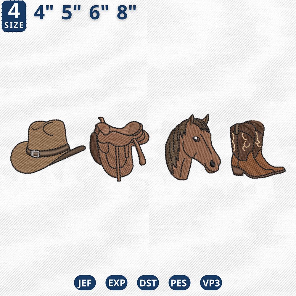 Western Cowboy Boot Embroidery Design Country Theme