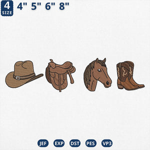 Western Cowboy Boot Embroidery Design Country Theme