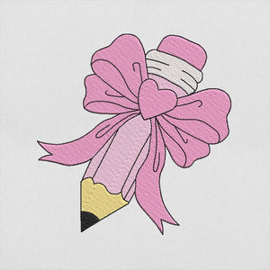 Pencil Bow Embroidery Design School File