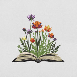 Floral Book Embroidery Design Pattern