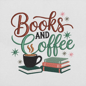 Bookaholic Coffee Embroidery Pattern Download PES DST JEF