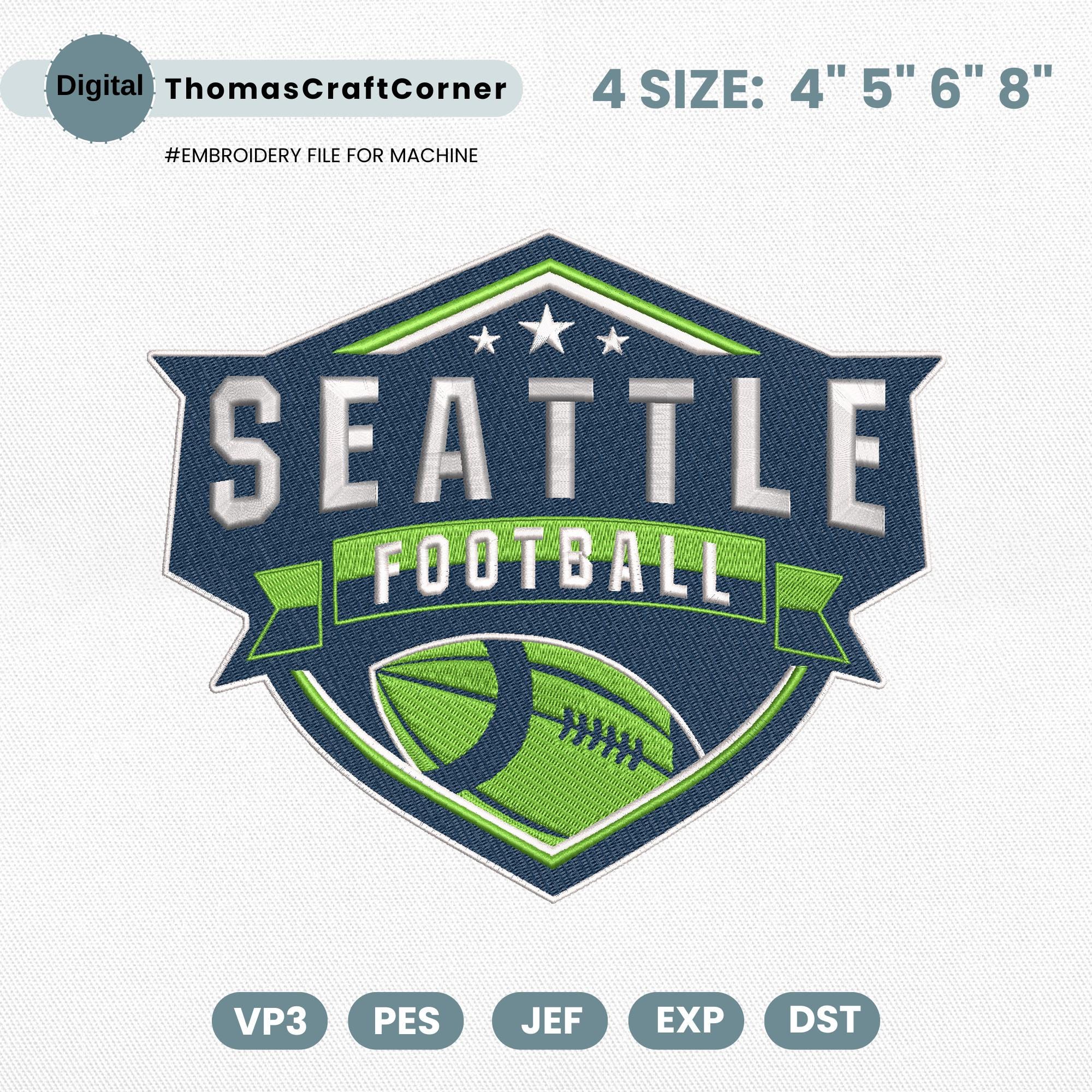 Seattle Football Embroidery Design Logo Machine File