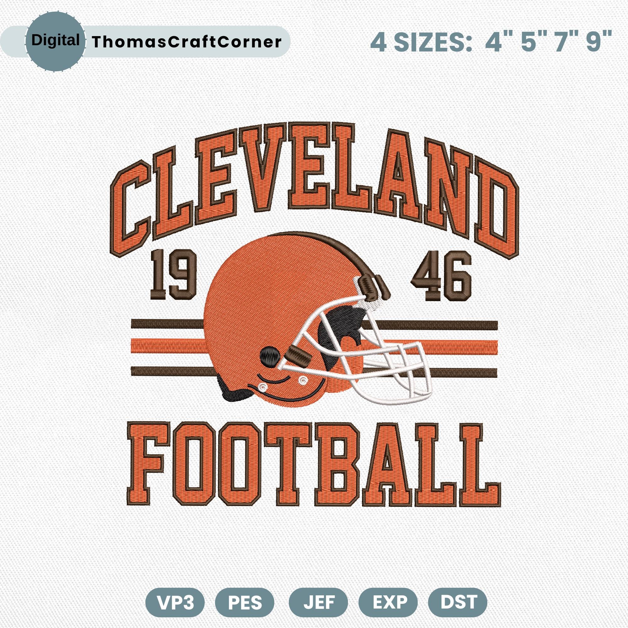 Cleveland Football Embroidery Design Helmet Sports Logo