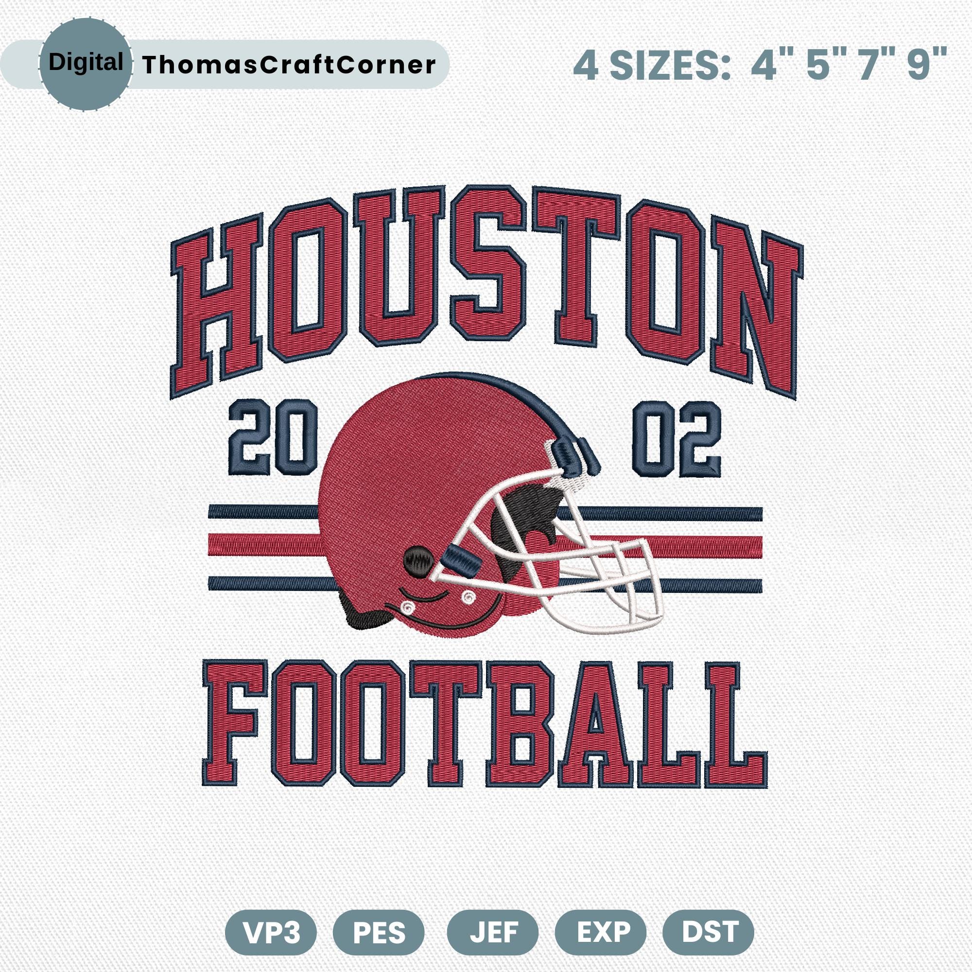 Houston Football Embroidery Design Helmet Sports Logo