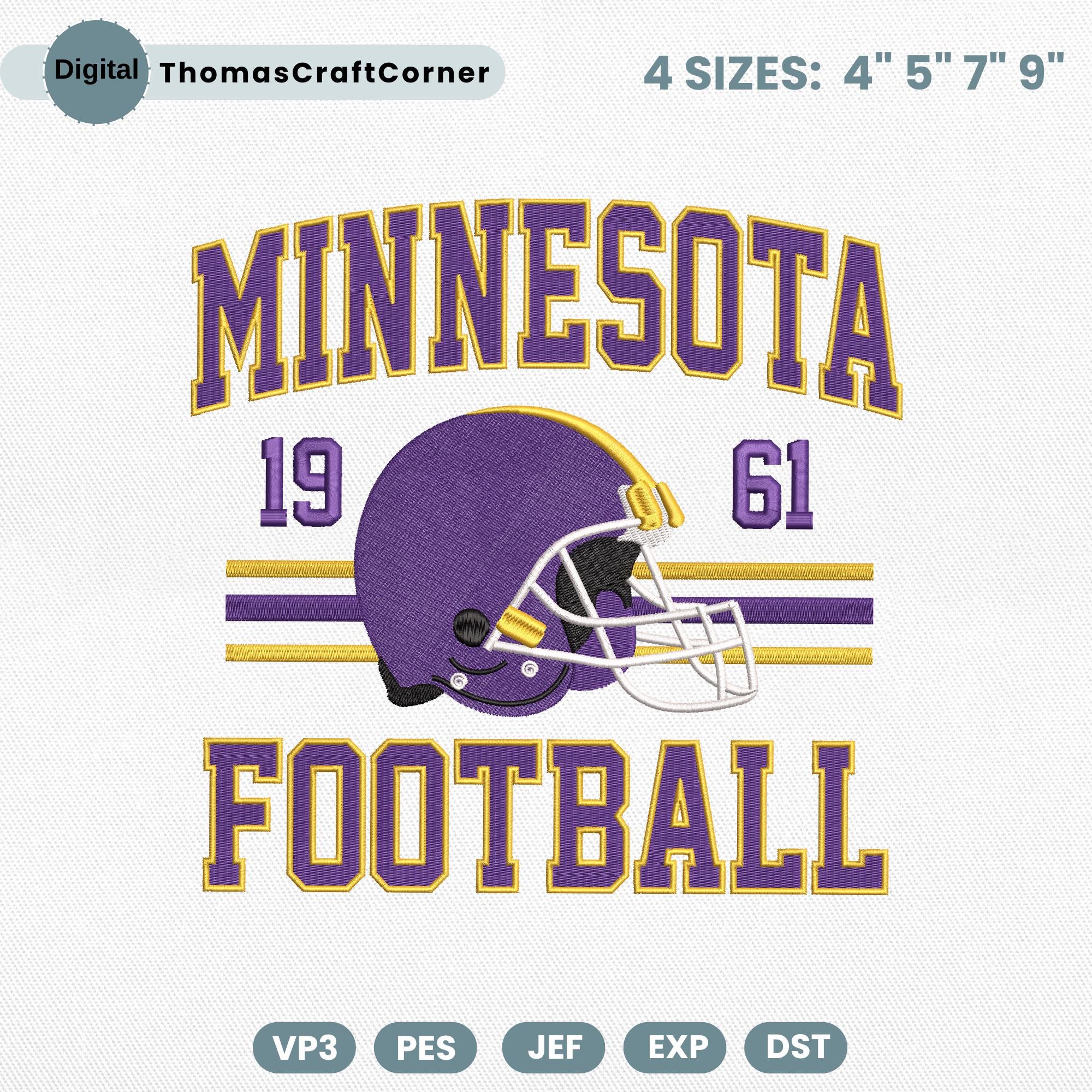 Minnesota Football Embroidery Design Helmet Sports Logo