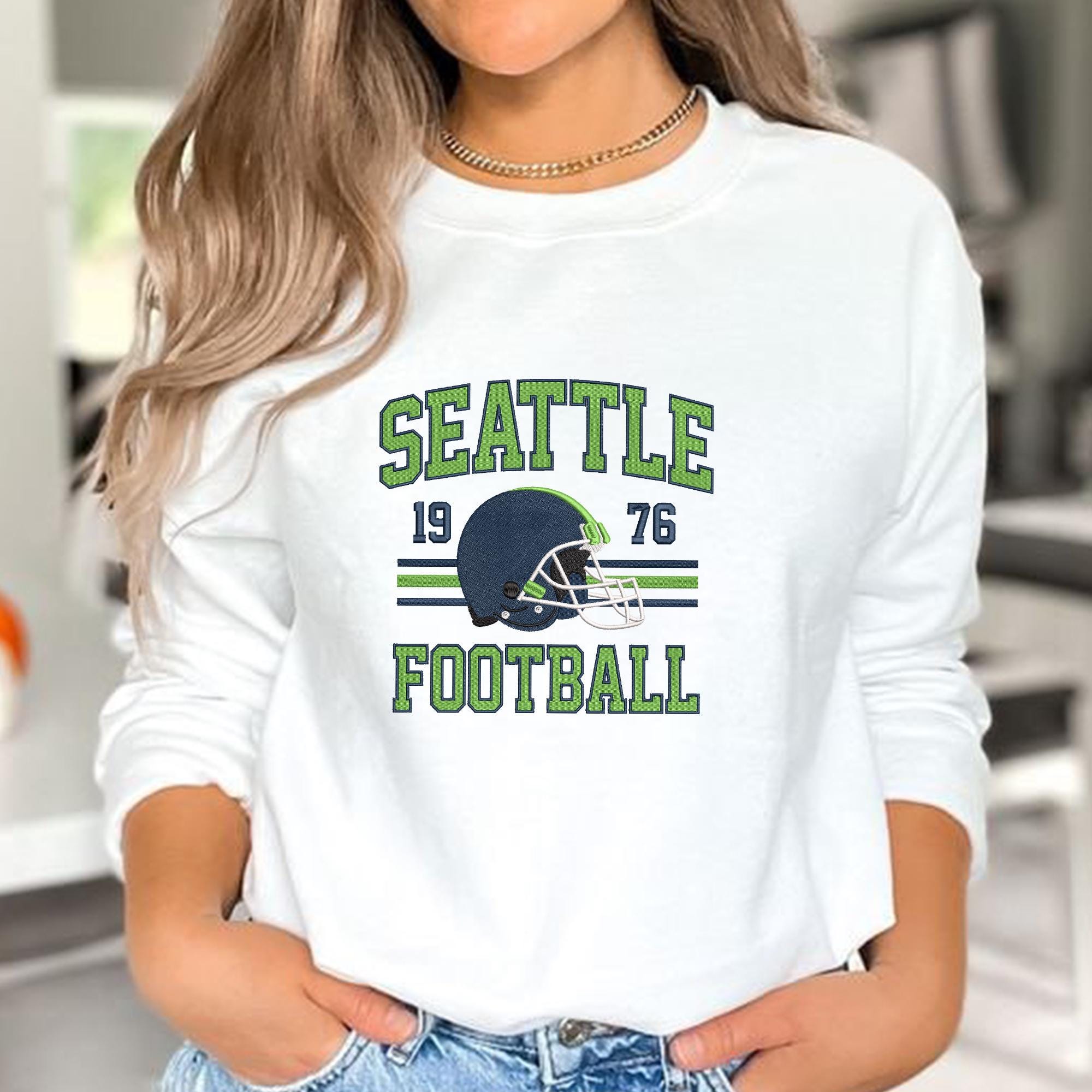 Seattle Football Embroidery Design Helmet Sports Logo