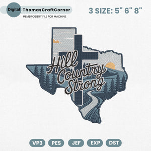 Texas Hill Country Embroidery Design Christian Flood Relief