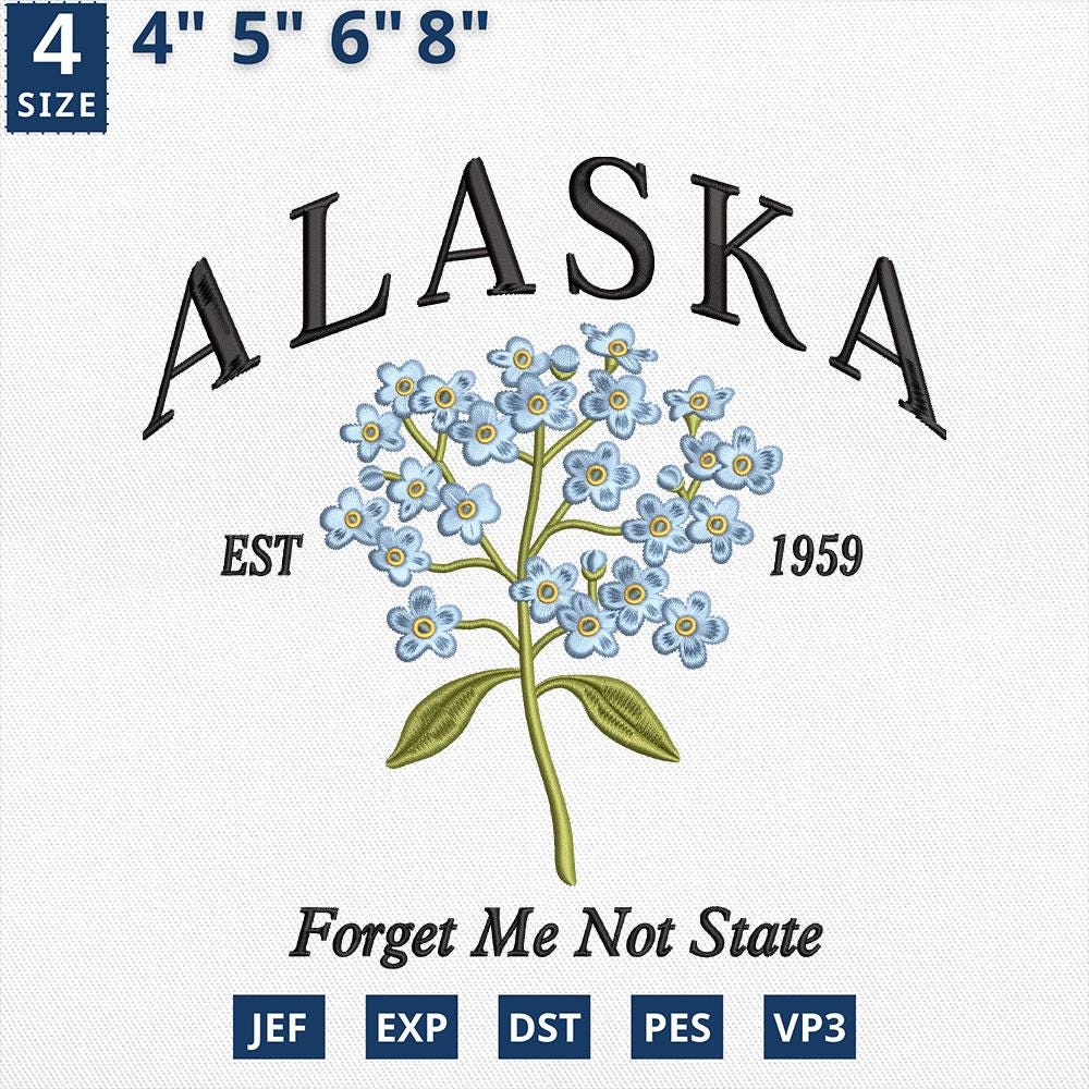Alaska Flower Forget Me Not Embroidery Design