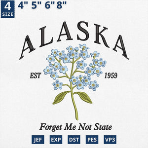 Alaska Flower Forget Me Not Embroidery Design