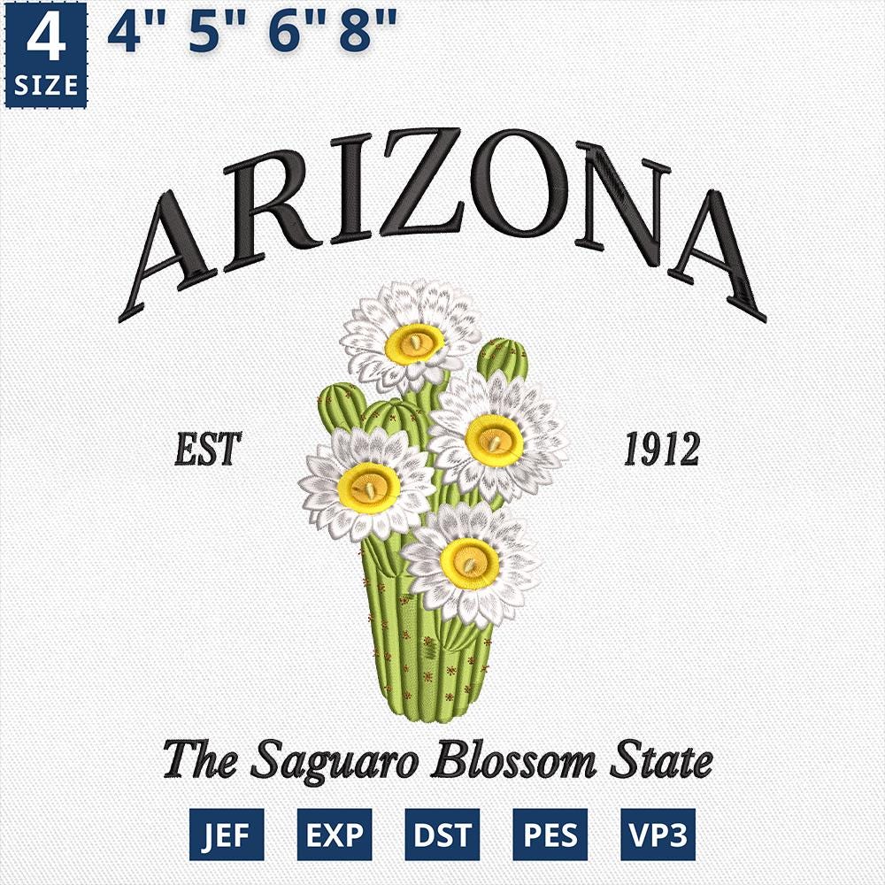 Arizona Saguaro Blossom Embroidery Design File
