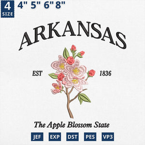 Arkansas Apple Blossom Embroidery Design File