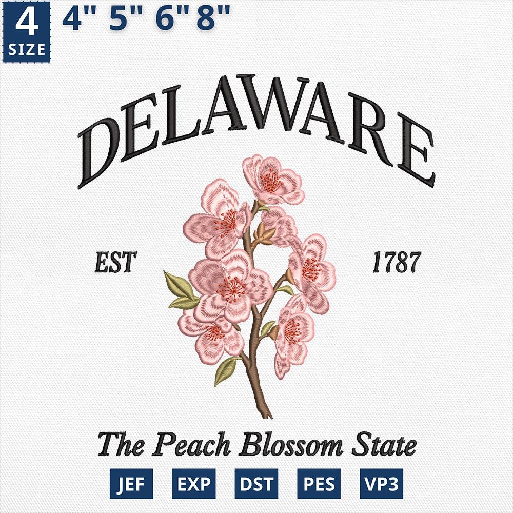 Delaware Flower Peach Blossom Embroidery Design