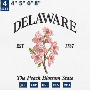Delaware Flower Peach Blossom Embroidery Design