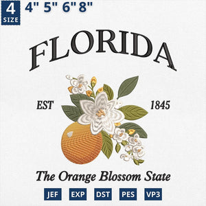 Florida Orange Blossom Embroidery Design File Download