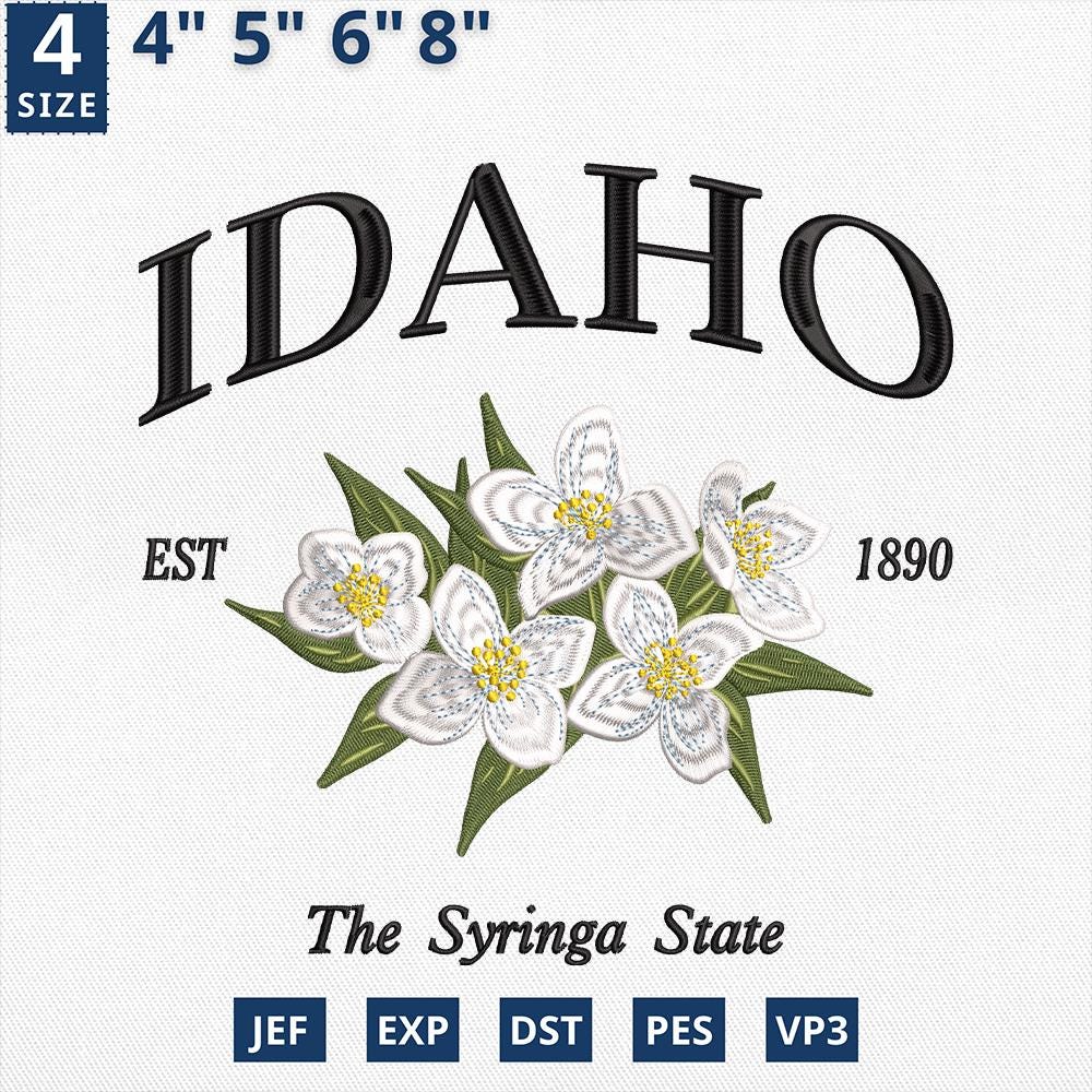 Idaho Syringa State Embroidery Design File