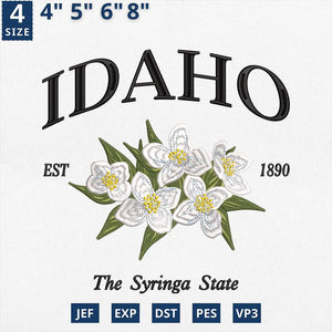 Idaho Syringa State Embroidery Design File