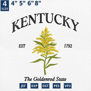 Kentucky Flower Goldenrod Embroidery Design File