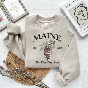 Maine Flower Pine Tree Embroidery Design File