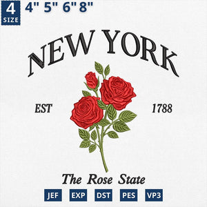 New York Flower Rose Embroidery Design File