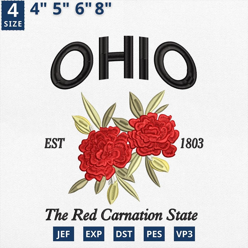 Ohio Flower Carnation Embroidery Design File