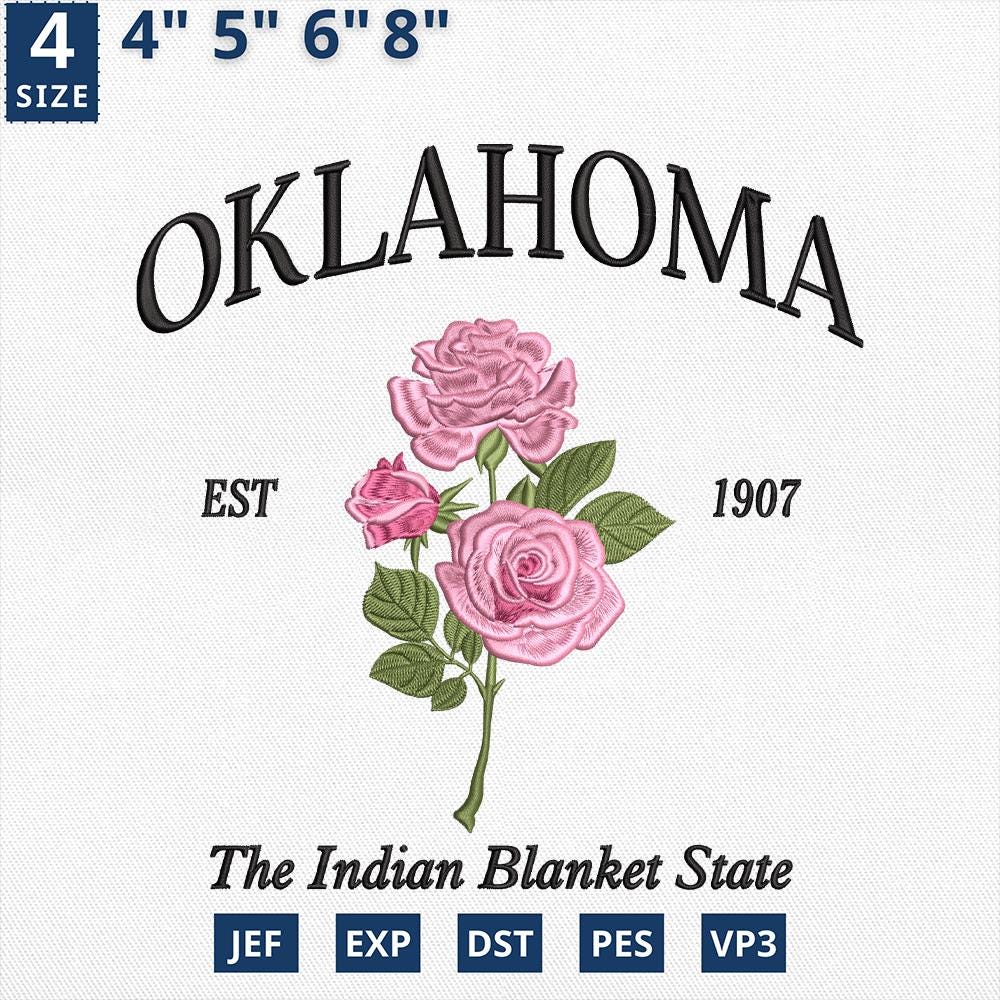 Oklahoma Flower Mistletoe Embroidery Design File