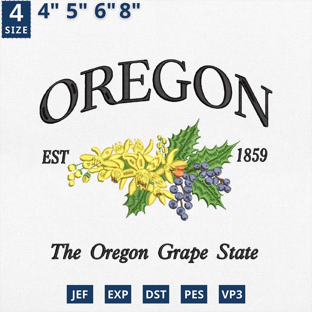 Oregon Flower State Embroidery Design Download