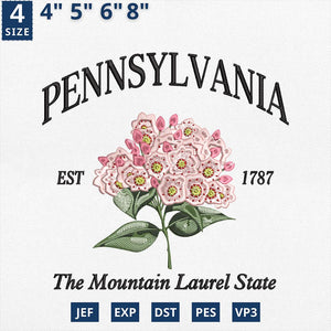 Pennsylvania Flower Mountain Laurel Embroidery Design