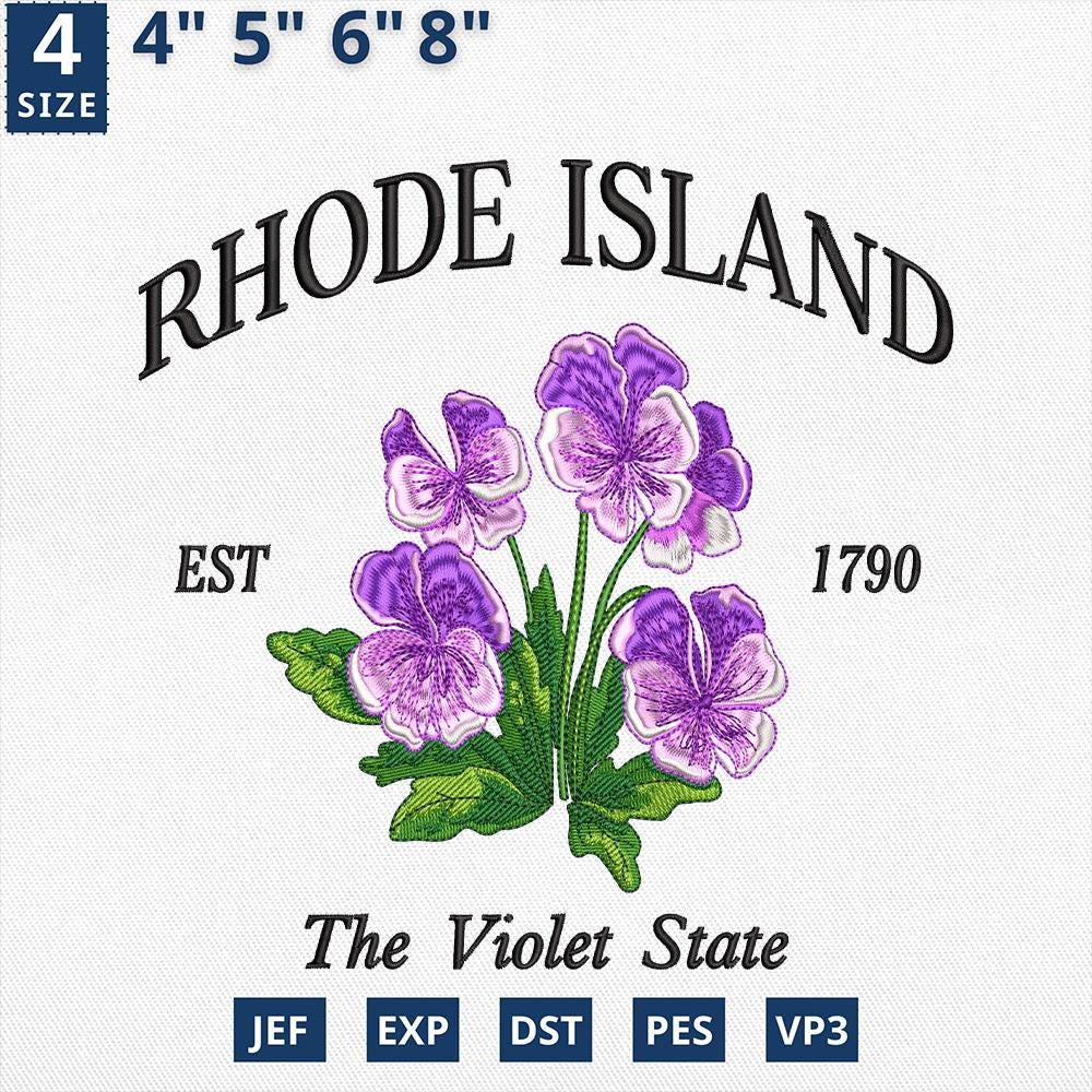 Rhode Island Violet Embroidery Design Machine File