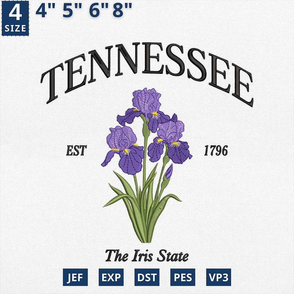 Tennessee Iris Embroidery Design Machine File