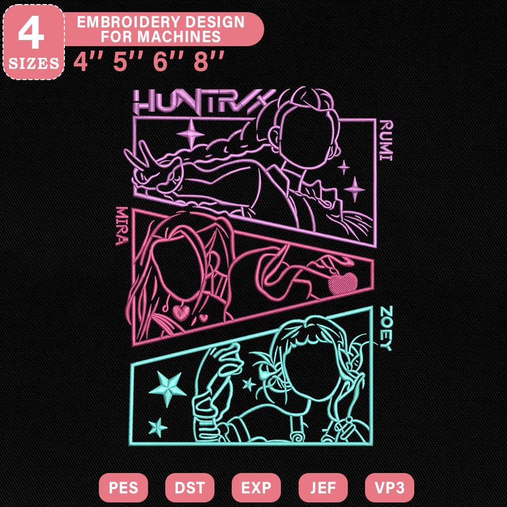 Kpop Demon Hunters Embroidery Design Pattern