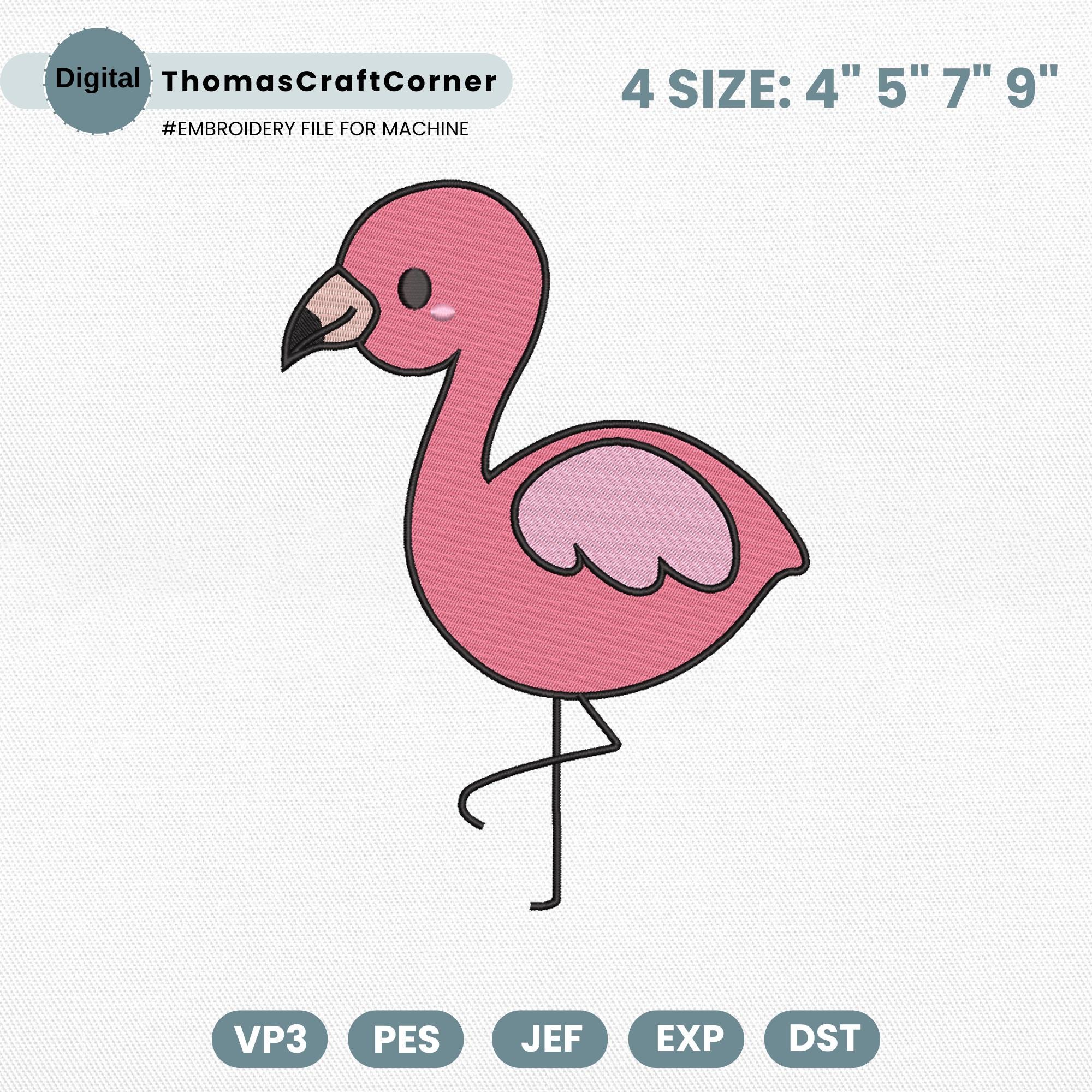 Cute Flamigo Embroidery File, Safari Animal Embroidery Design, Zoo Animal Machine Embroidery, Forest Animal, Kid Embroidery, PES DST VP3