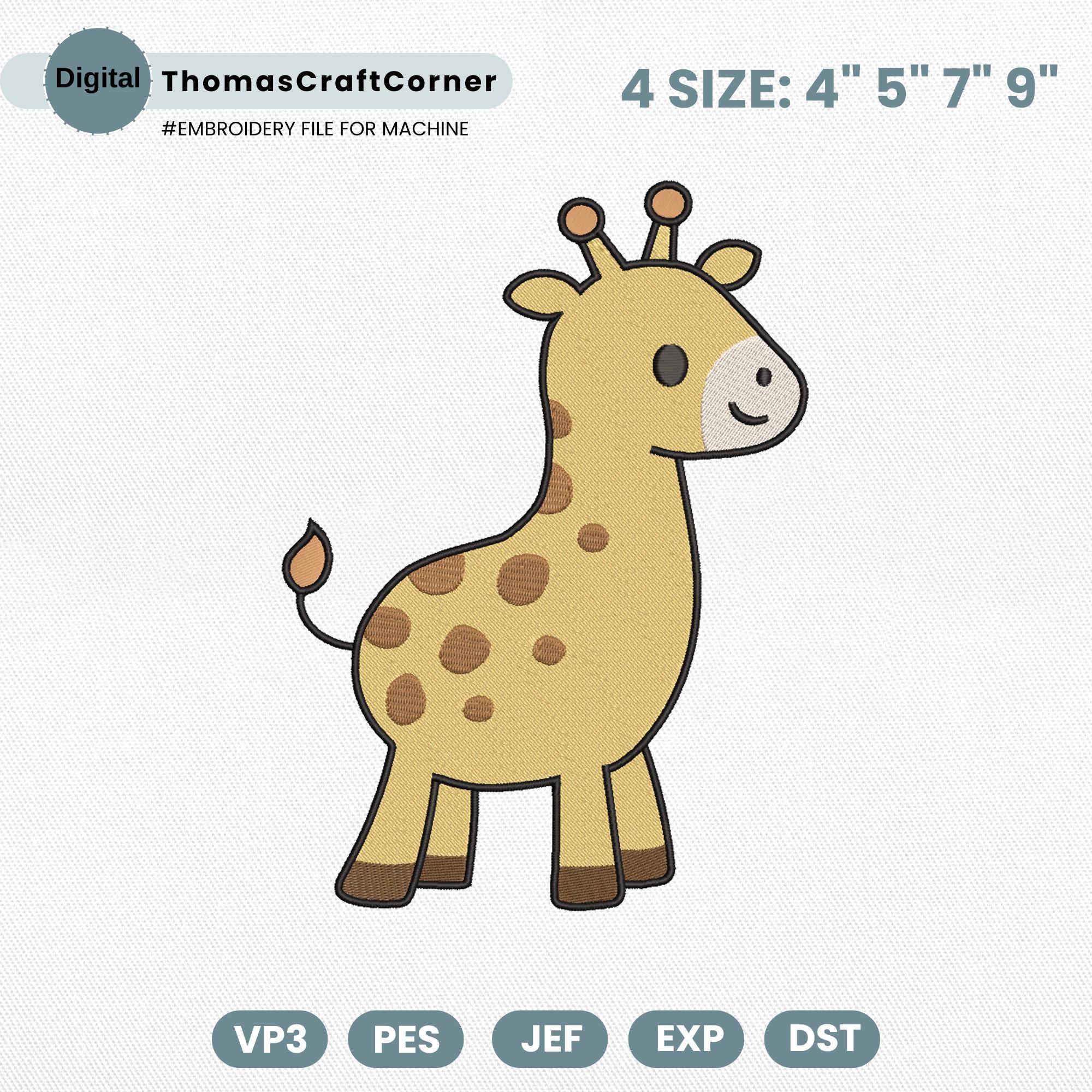 Giraffe Embroidery Design Safari Animal Zoo Kid
