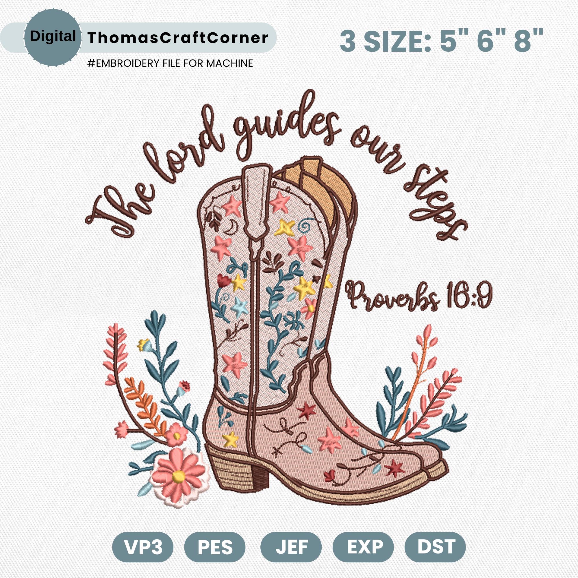 Western Christian Embroidery Design Bible Verse Cowgirl Boots