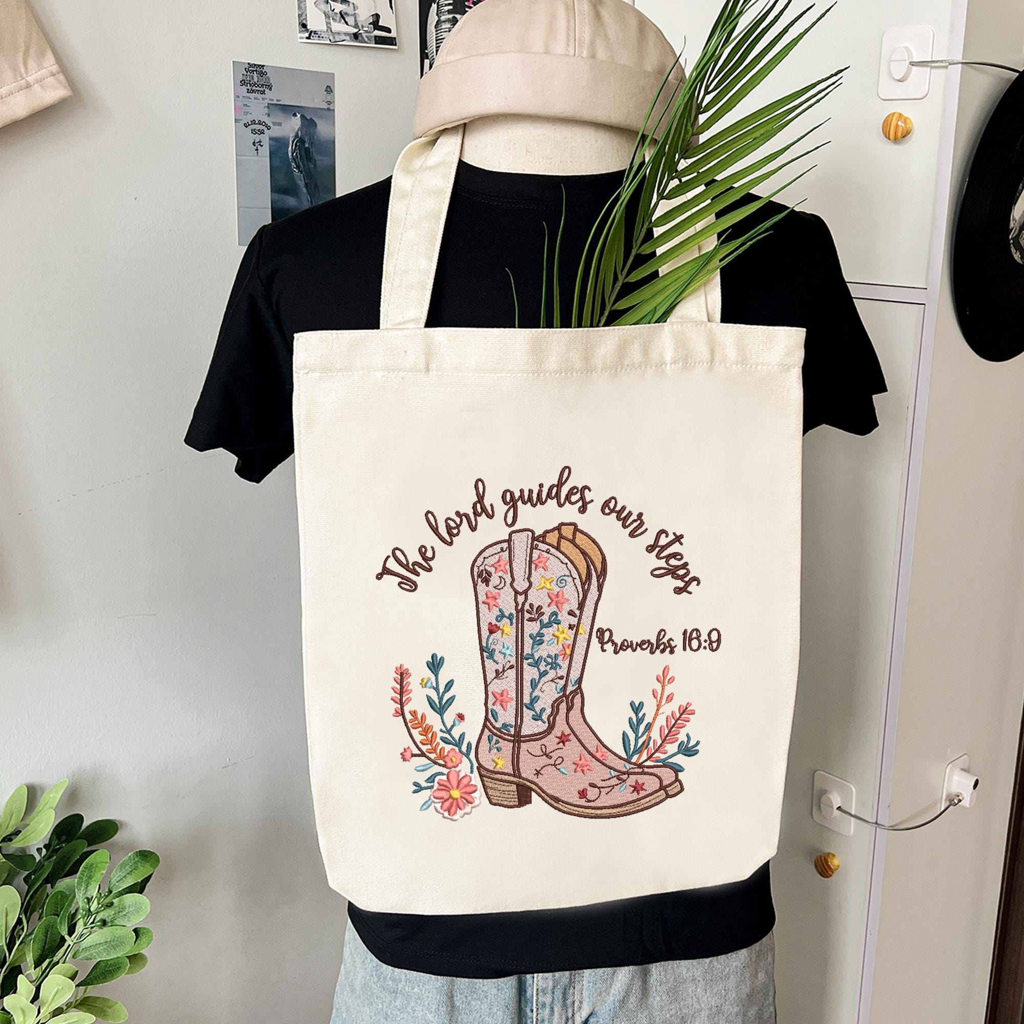 Western Christian Embroidery Design Bible Verse Cowgirl Boots