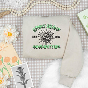 Spooky Amusement Park Embroidery Design Halloween Movie Skull