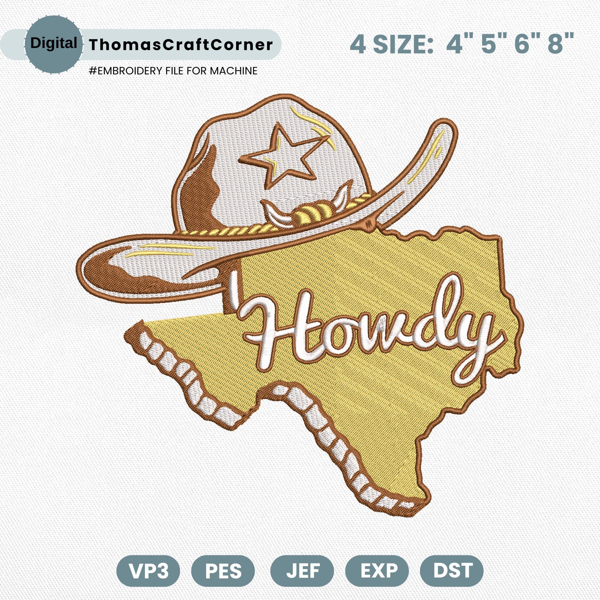 Texas Embroidery Design Cowboy Hat Outline Machine File