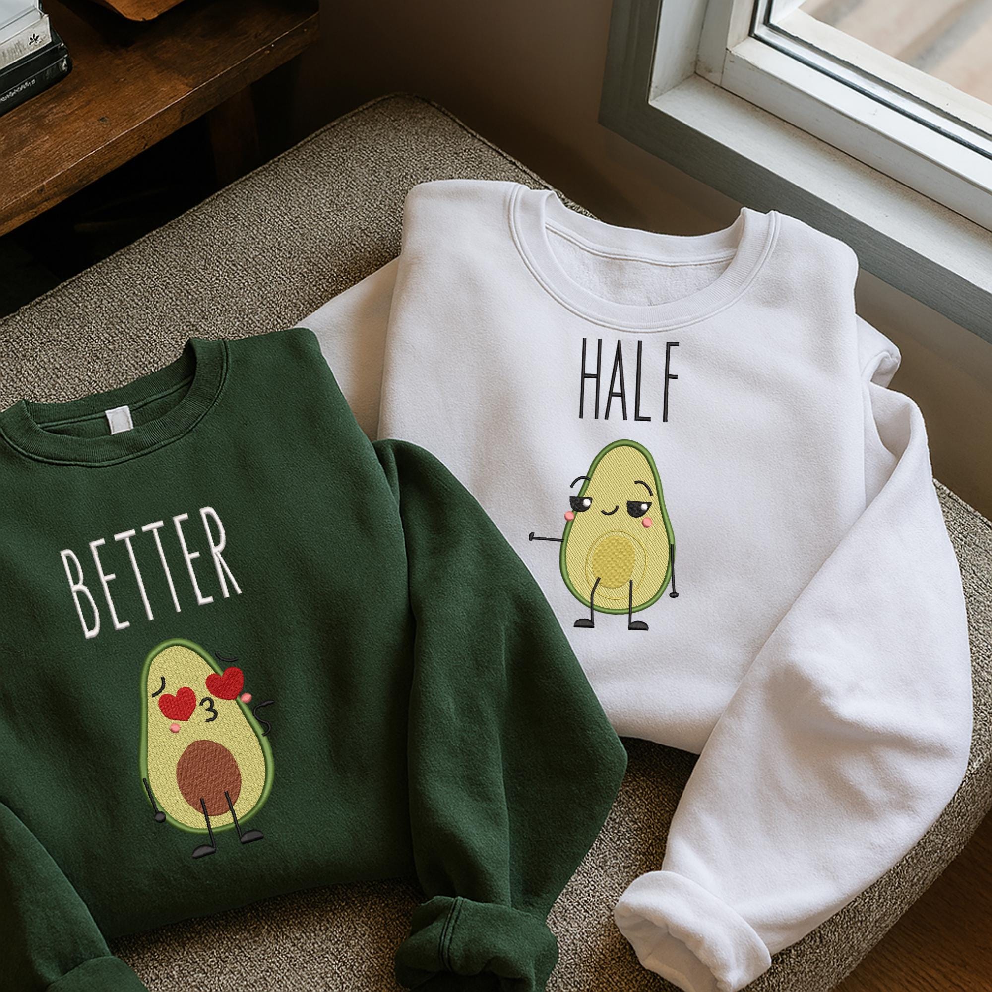 Better Half Embroidery Design Couple Avocado Pattern