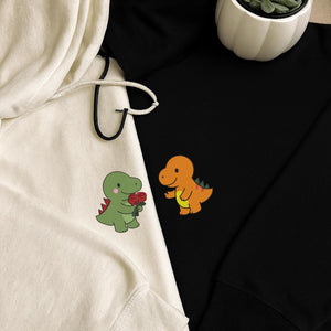 Dinosaur Couple Embroidery Design Romantic Dino