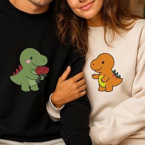 Dinosaur Couple Embroidery Design Romantic Dino