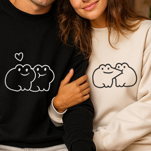 Frog Couple Kissing Embroidery Design Pattern
