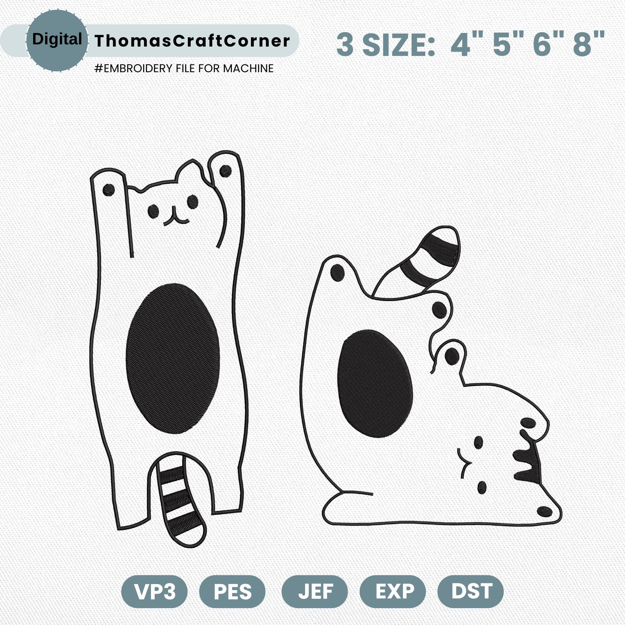 Cat Stretch Yoga Embroidery Design Kitty Animal